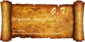 Orgonik Tasziló névjegykártya